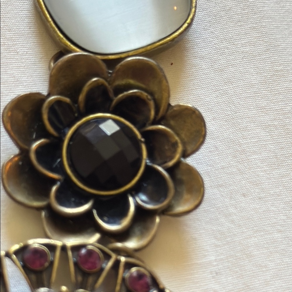 Park Lane Statement Necklace w/Original Box Gold Tine Rhinestone Floral Necklace - Picture 5 of 13